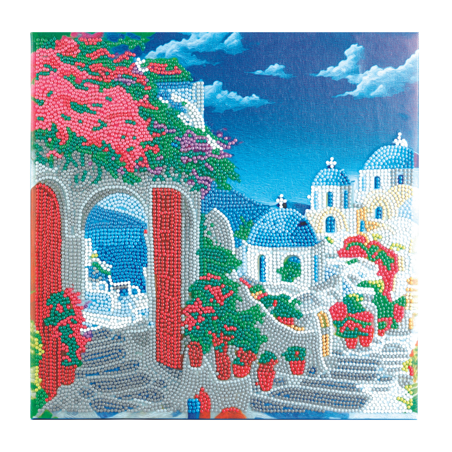 "Blue House View" Crystal Art Kit 30x30cm Front