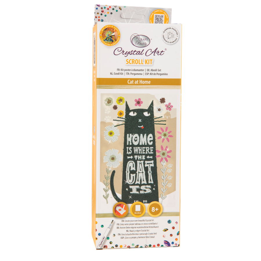 "Cat At Home" Mini Crystal Art Scroll Kit Front Packaging 