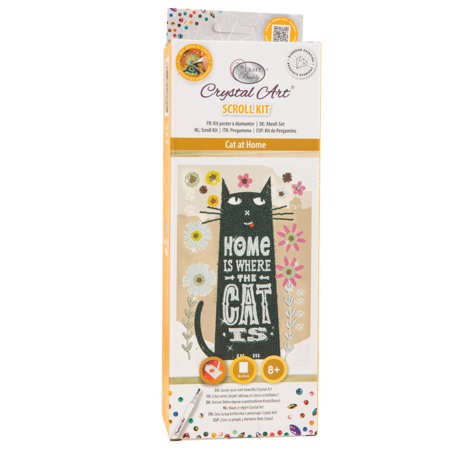 "Cat At Home" Mini Crystal Art Scroll Kit Front Packaging