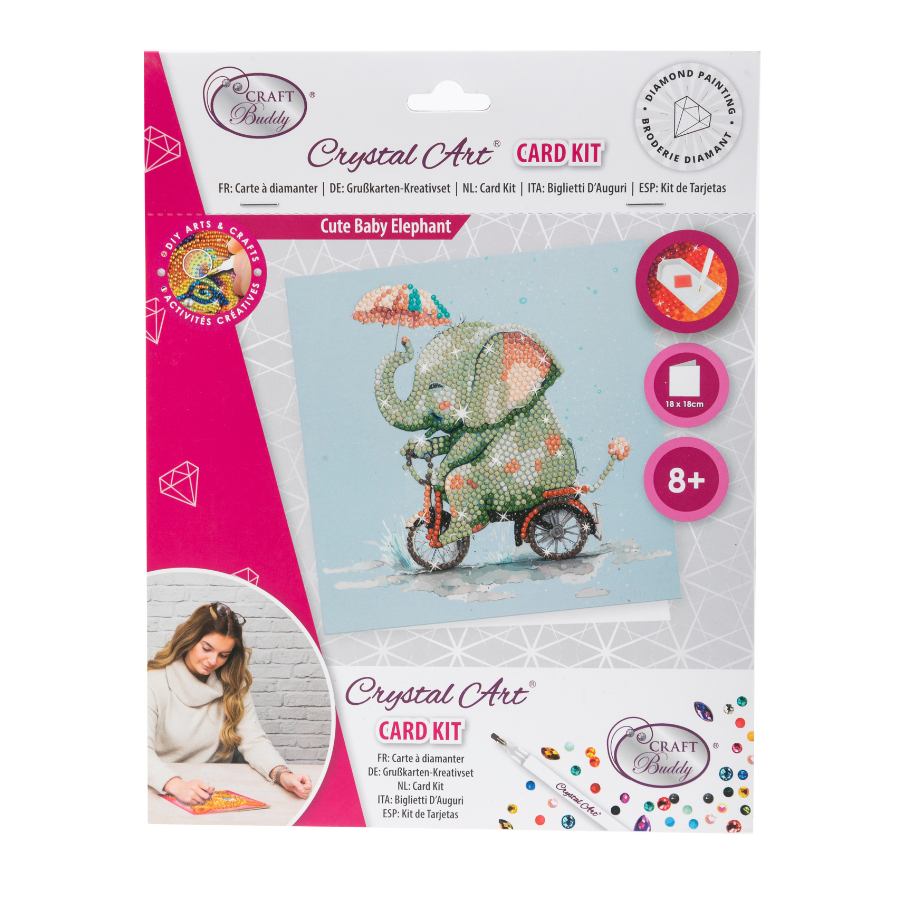 "Cute Baby Elephant" Crystal Art Card Front Packaging