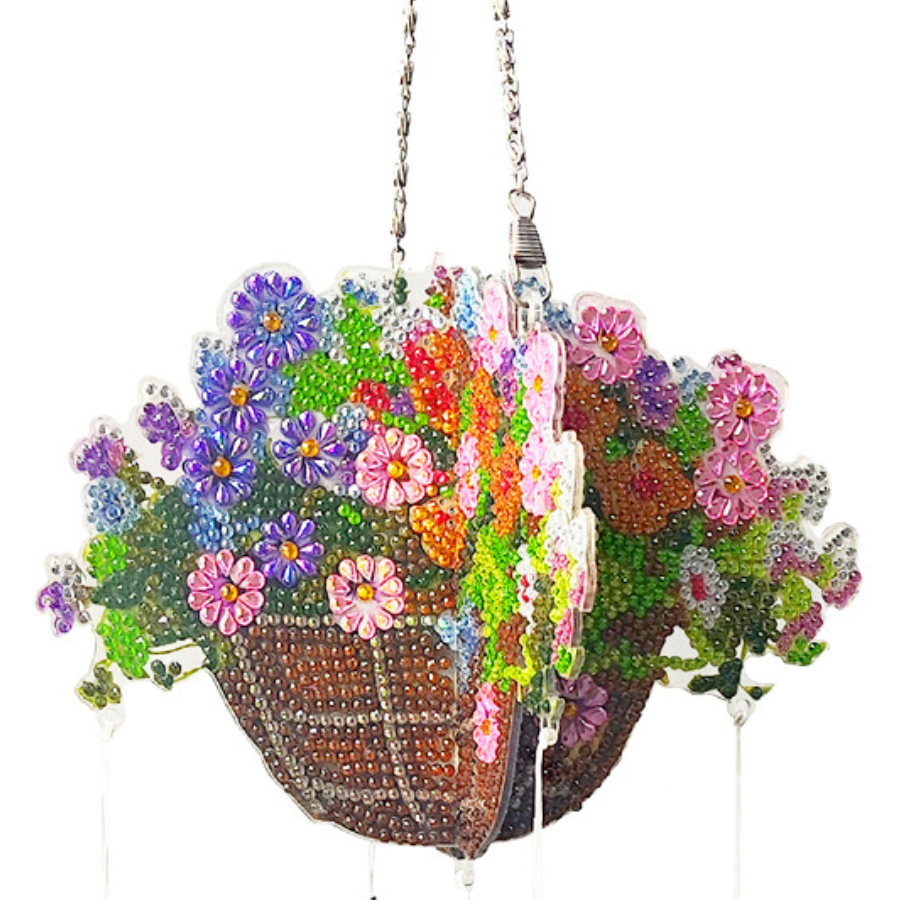Flower Wind Chime Crystal Art Hanging Decoration basket