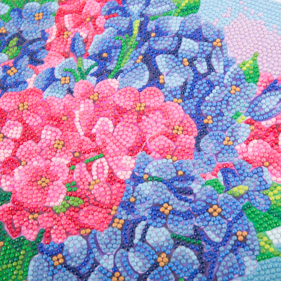 "Happy Hydrangeas" Crystal Art Scroll Kit Close Up