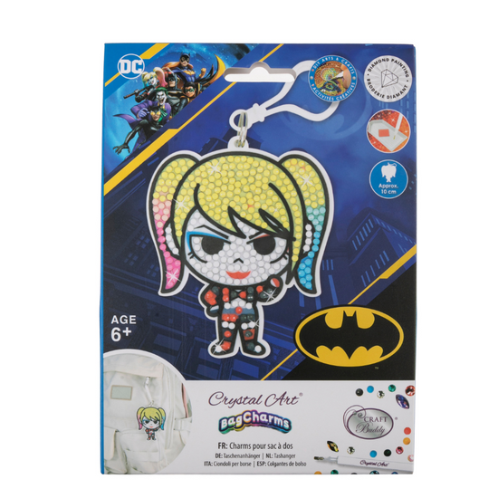 "Harley Quinn" Crystal Art Backpack Charm Kit DC Front Packaging