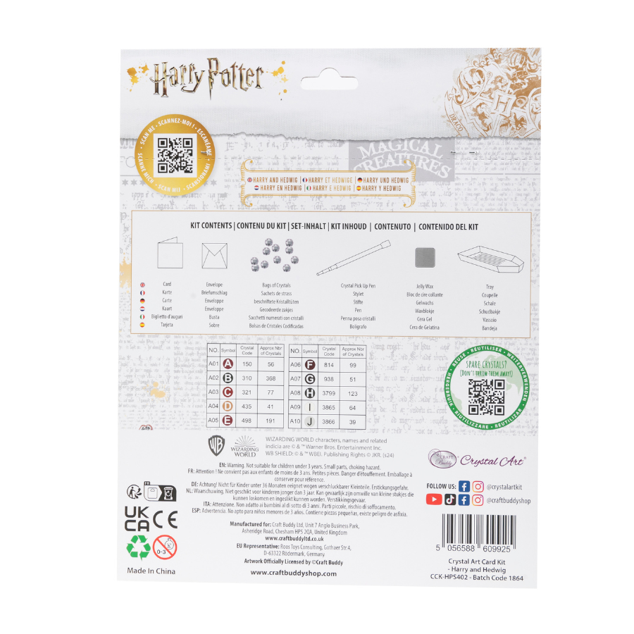"Harry & Hedwig" Harry Potter Crystal Art Card Back Packaging