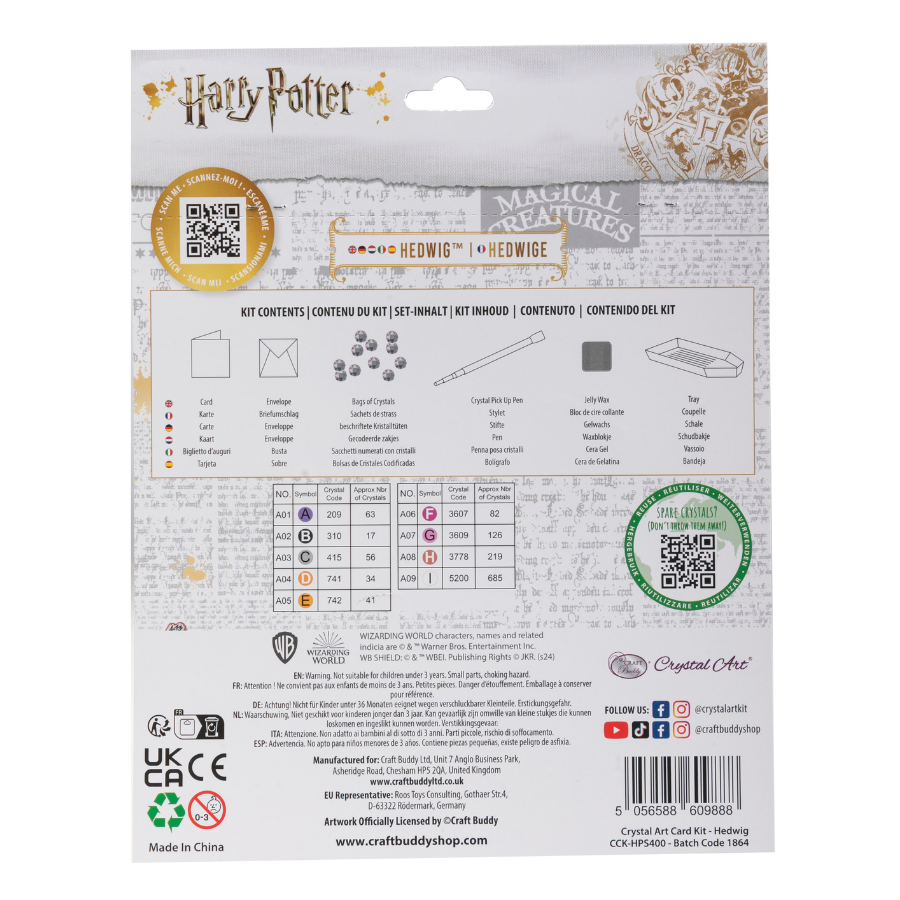 "Hogwarts & Hedwig" Harry Potter Crystal Art Card Back Packaging