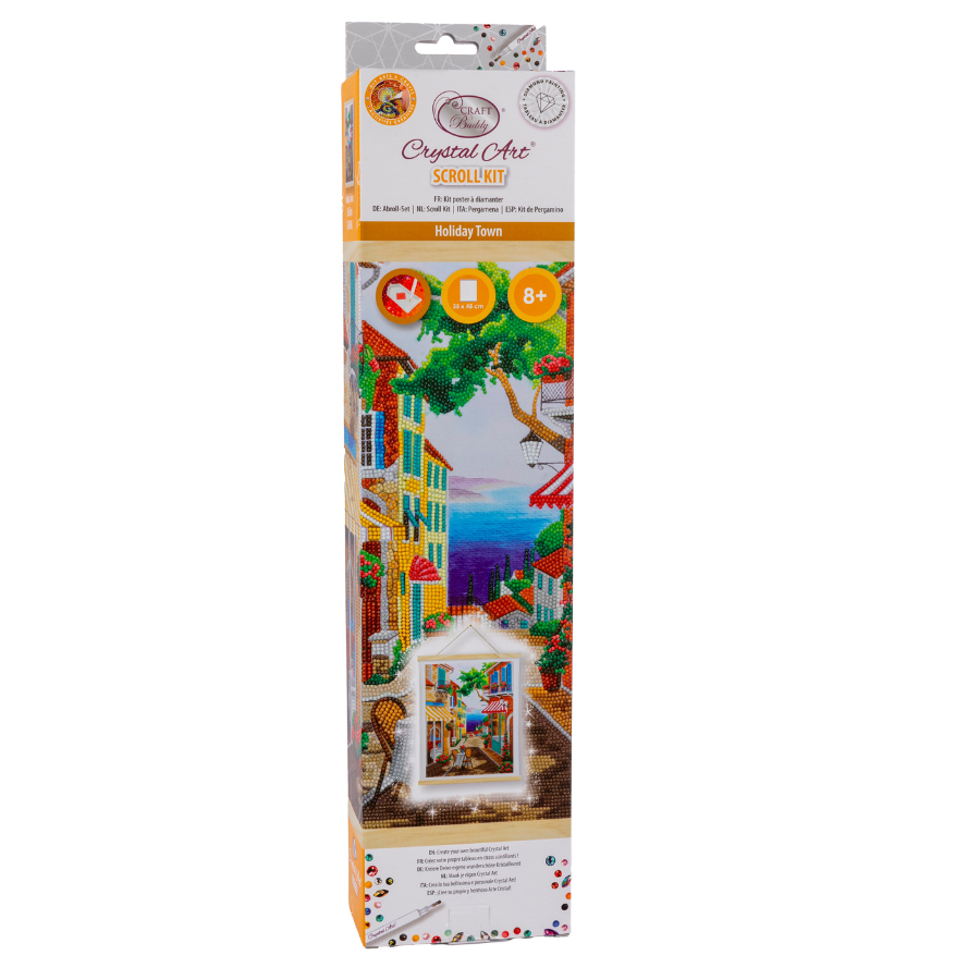"Holiday Town" Crystal Art Scroll Kit Front Packaging