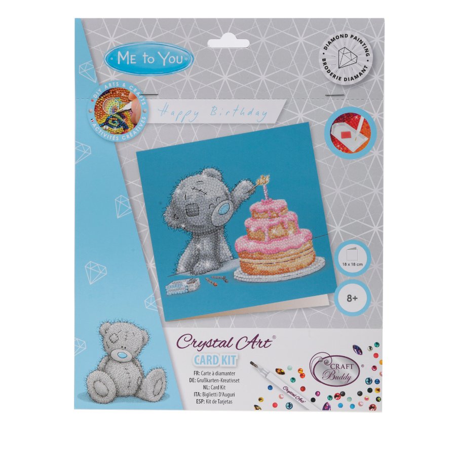 "Happy Birthday" Tatty Teddy Crystal Art Card - 18x18cm Front Packaging