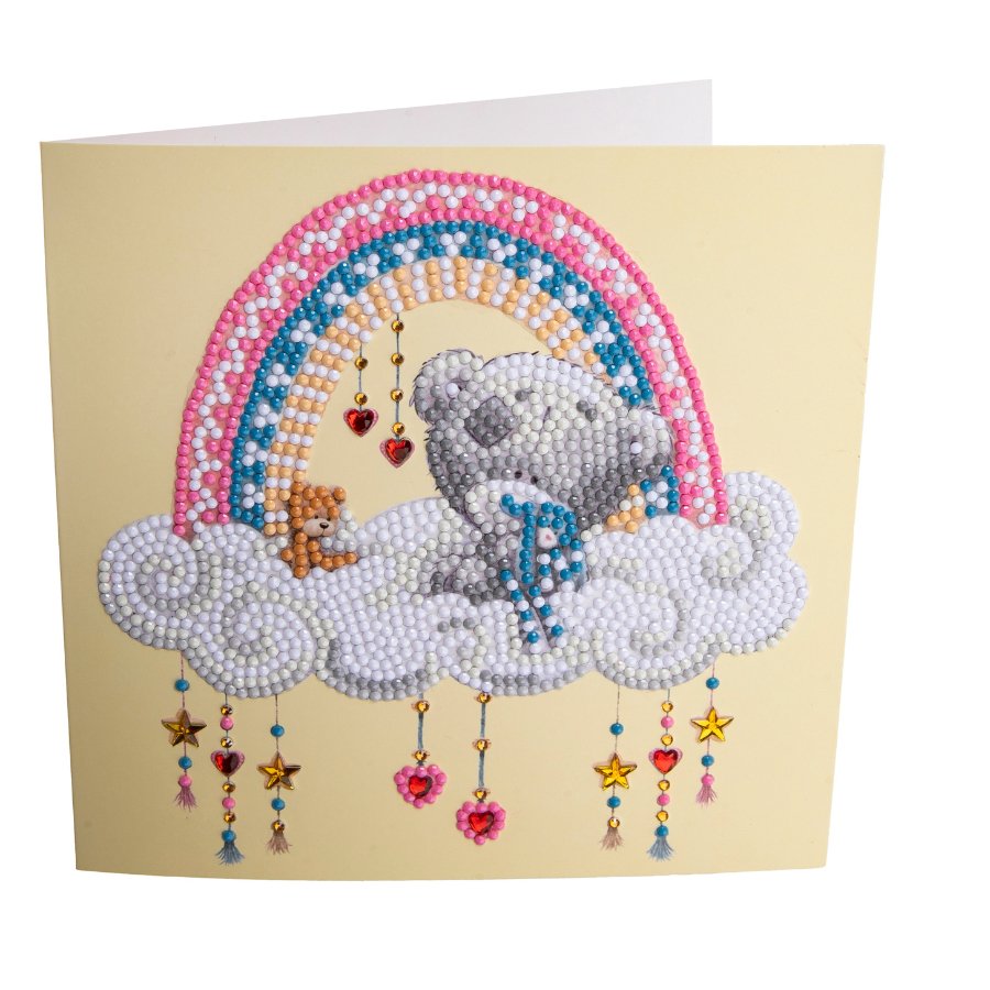 "New Baby" Tiny Tatty Teddy Crystal Art Card - 18x18cm Front