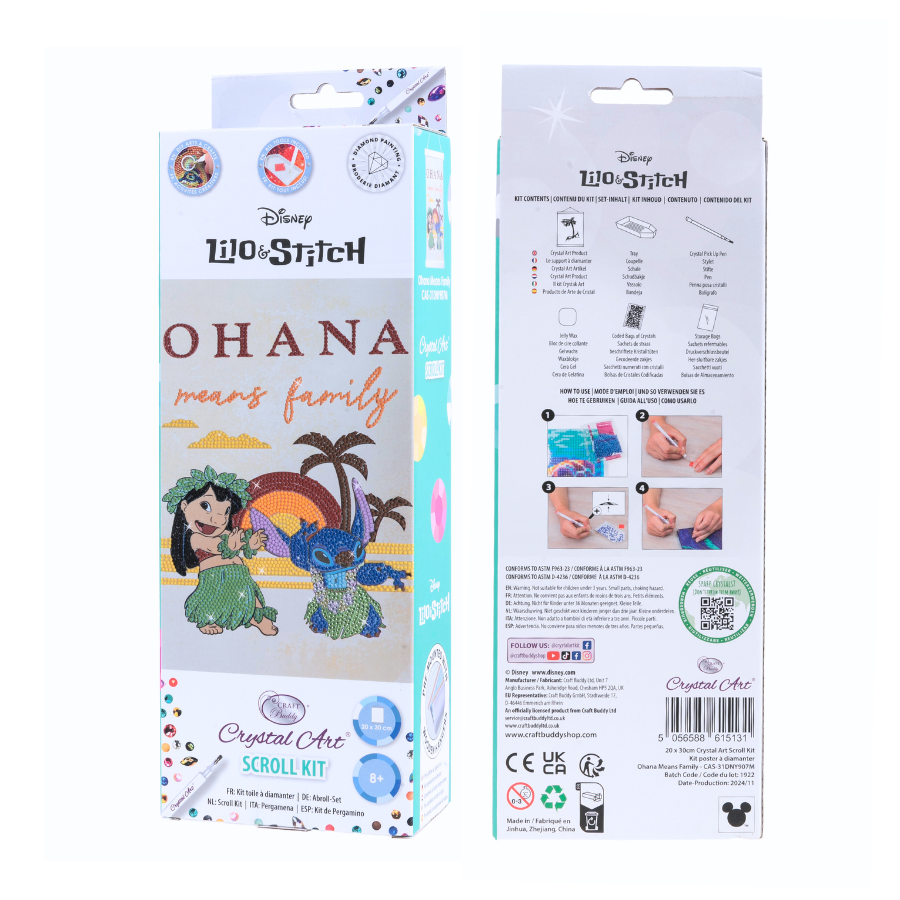 Ohana Means Family Mini Crystal Art Scroll Kit 20x30