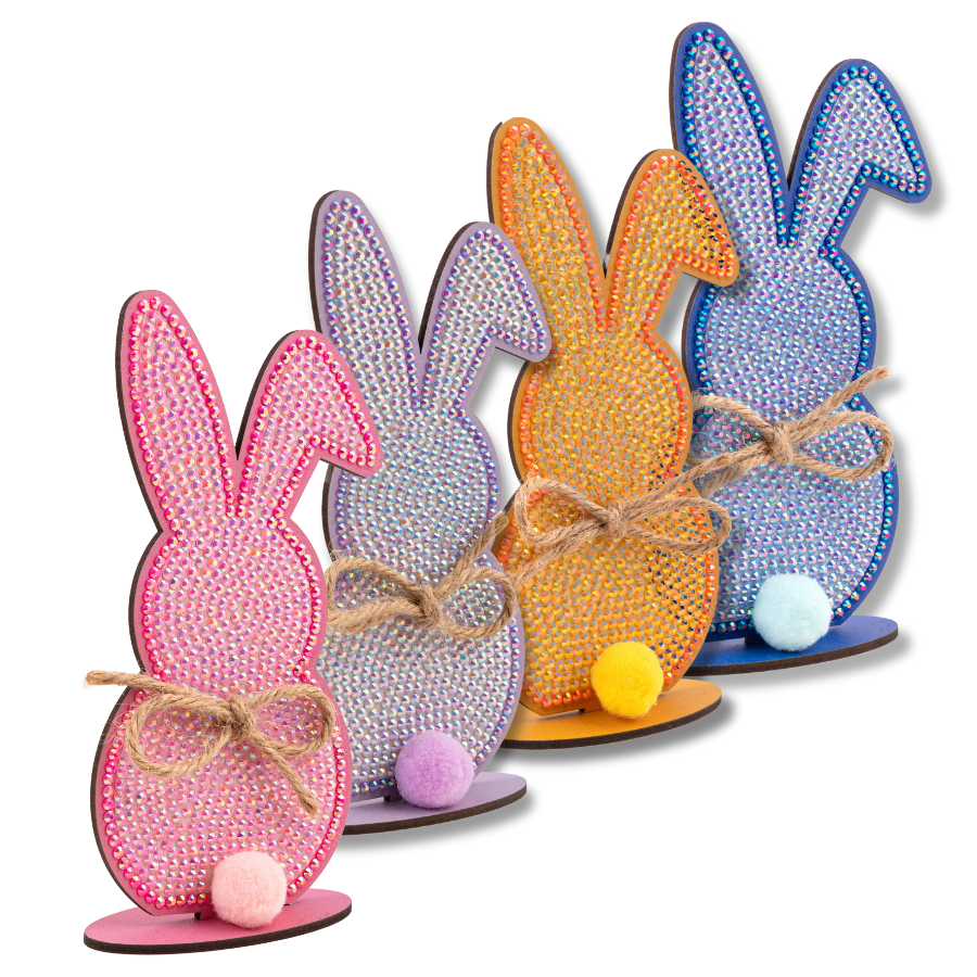 "Rabbit Buddies" Crystal Art Wooden Kit Set of 4