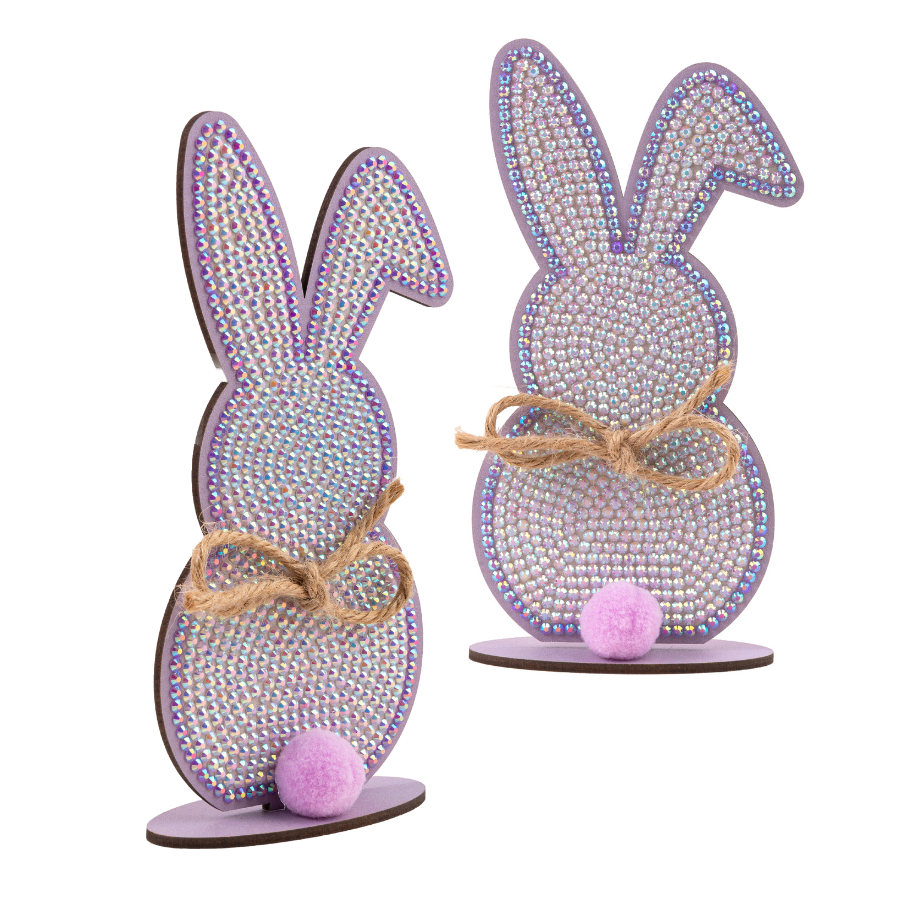 "Rabbit Buddies" Crystal Art Wooden Kit Set of 4