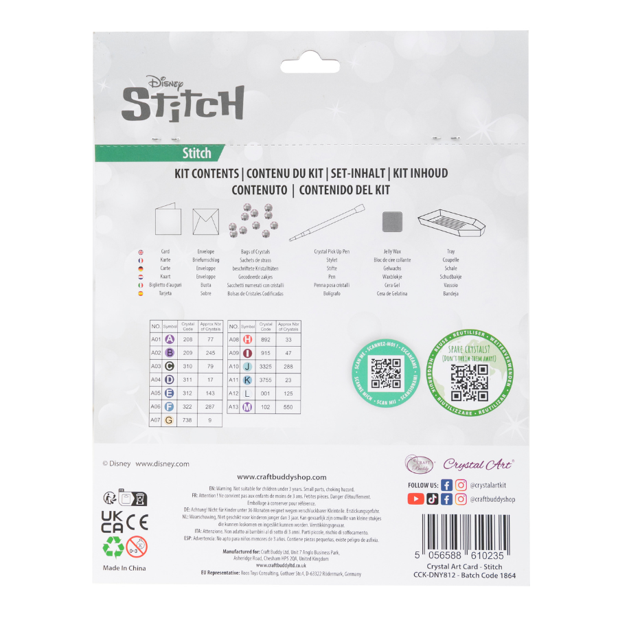 "Stitch" Disney Crystal Art Card Back Packaging