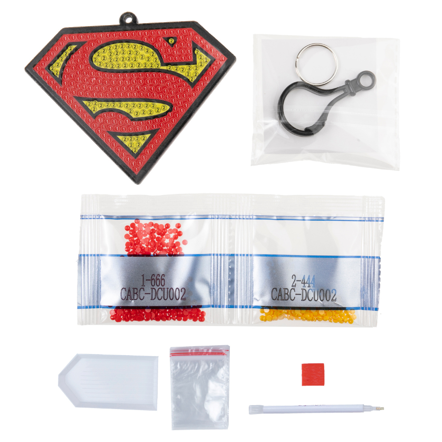 "Superman" Crystal Art Backpack Charm Kit DC Content