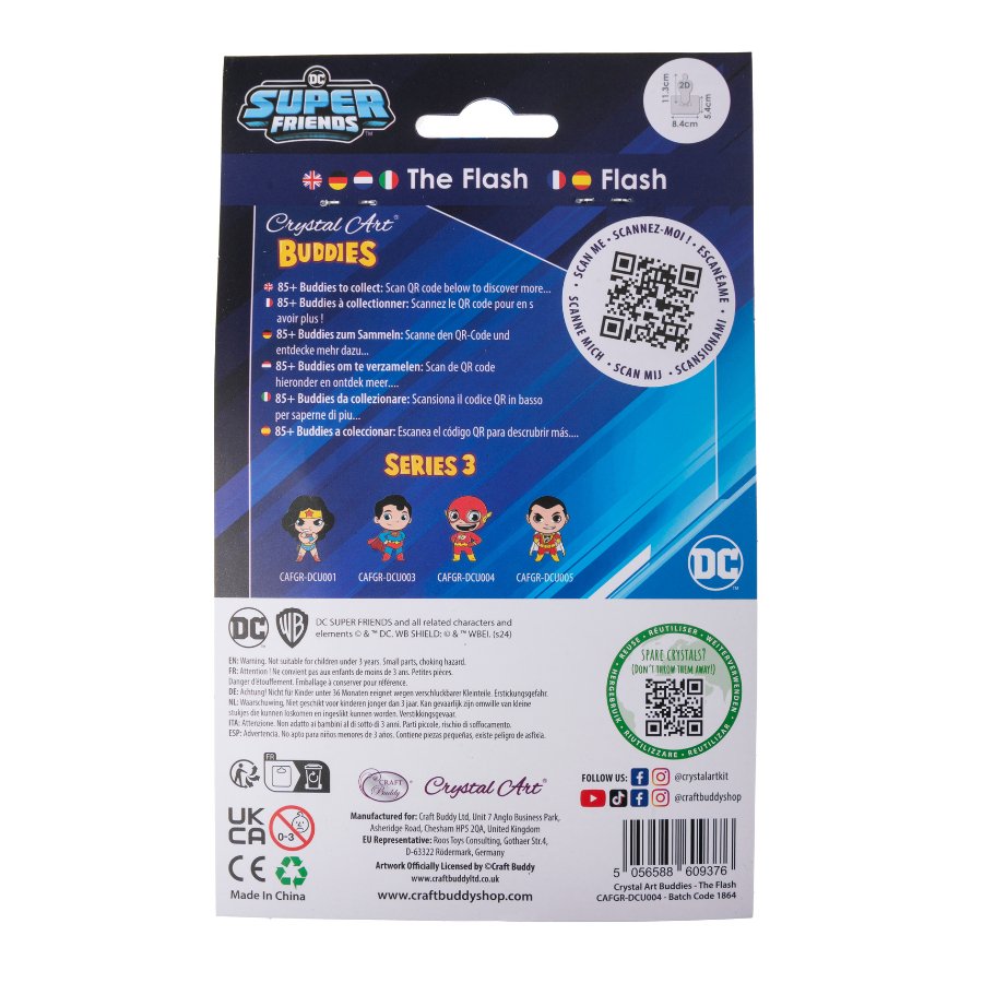 "The Flash" Crystal Art Buddies DC Series 3 Back packaging