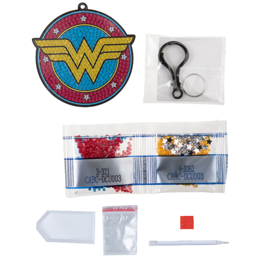 "Wonder Women" Crystal Art Backpack Charm Kit DC Content