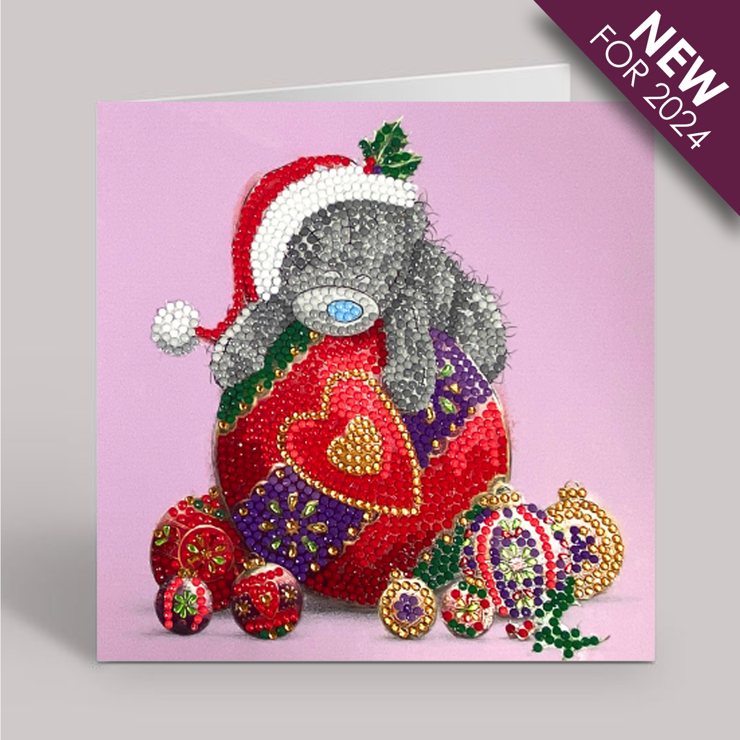 Bauble Bliss Tatty Teddy Crystal Art Card Kit 18x18cm