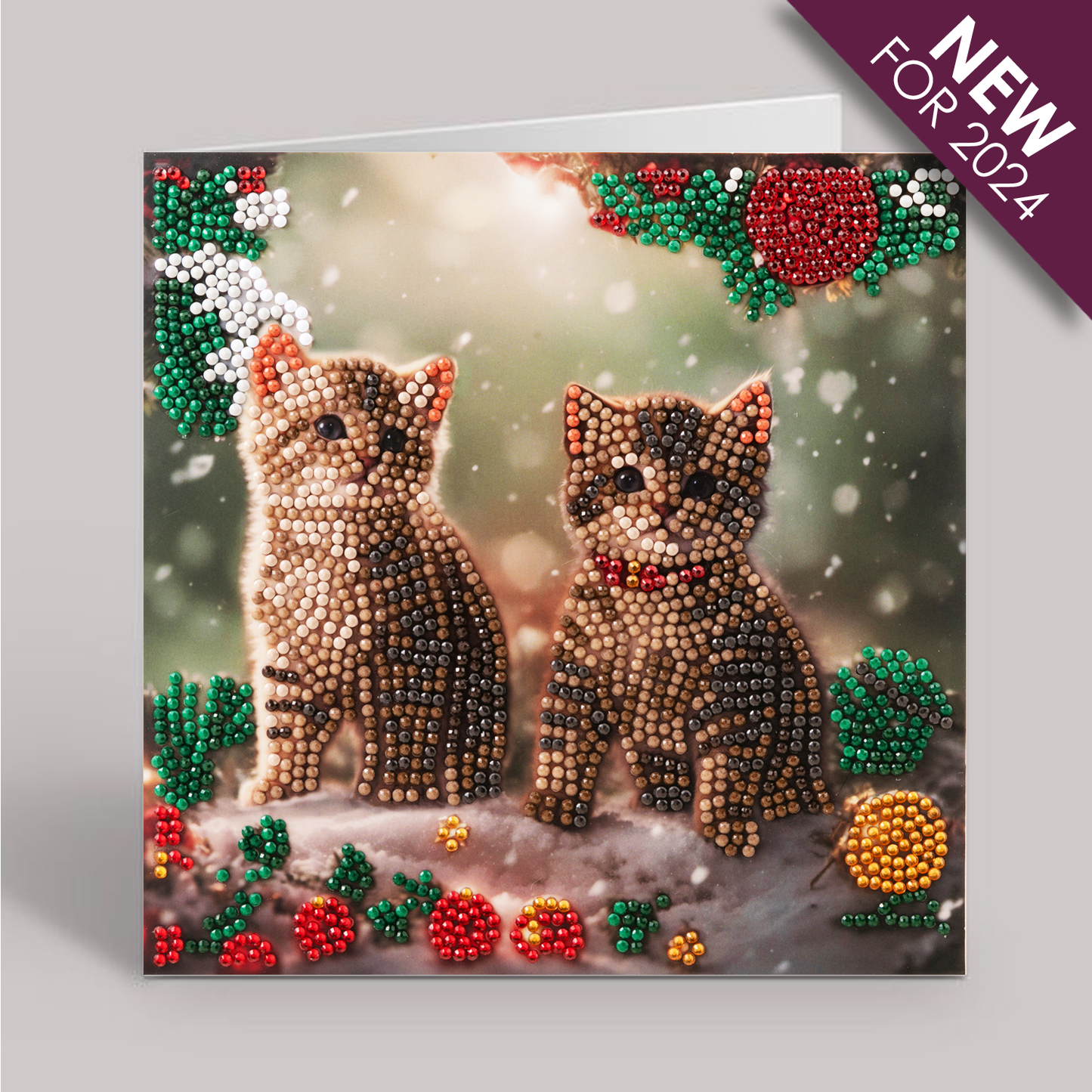 Christmas Kittens Crystal Art Card Kit 18x18cm