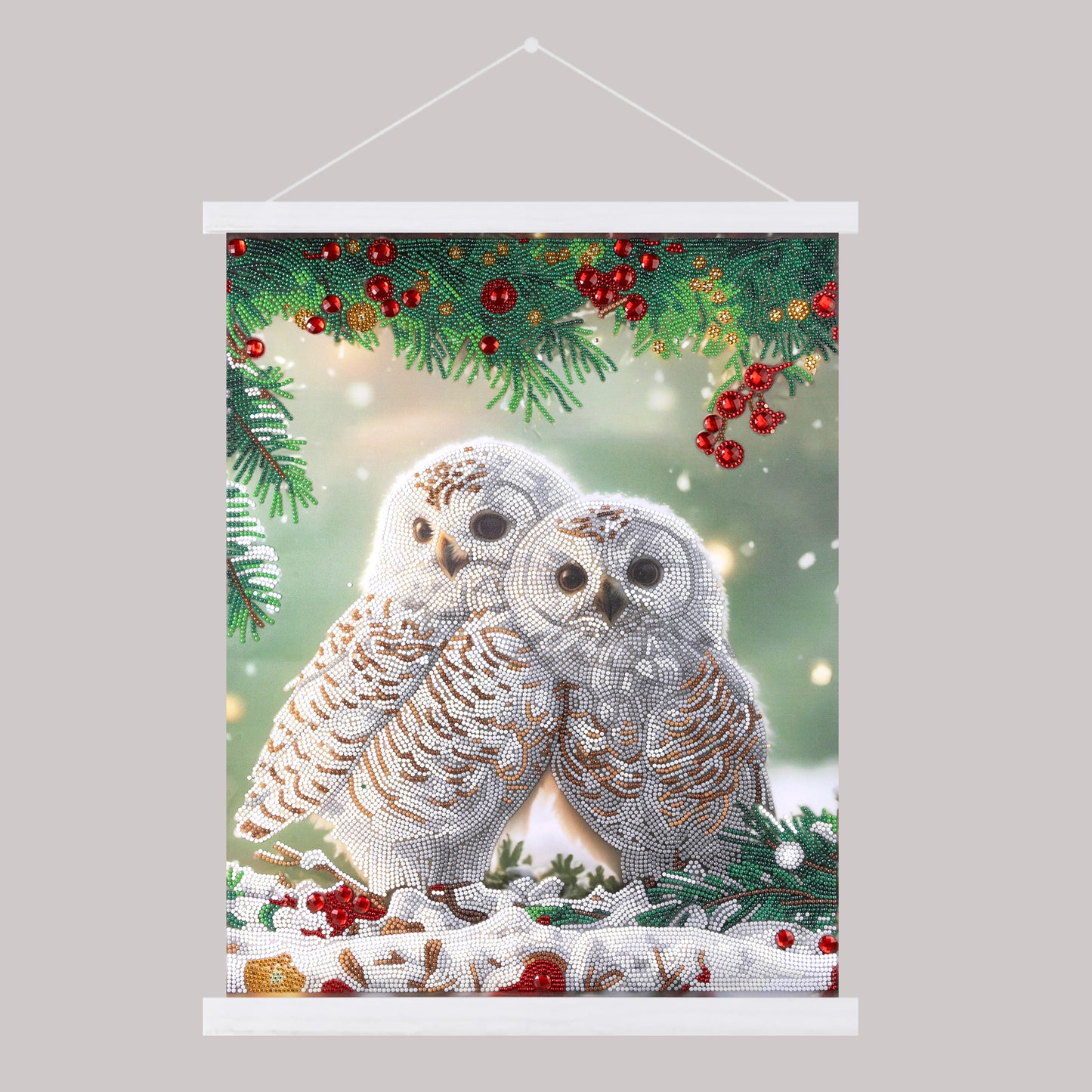 Snowy Owls Sanctuary Crystal Art Scroll Kit 40x50cm