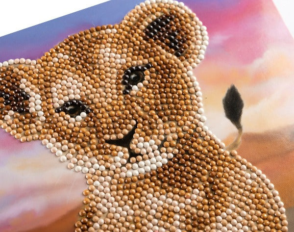 "Lion Cub" 18x18cm Crystal Art Card