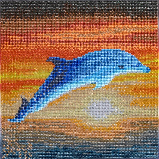 Dolphin Sunrise 30x30cm Crystal Art Kit - Front View