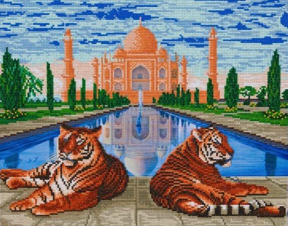 CAK-A163L: "Taj Mahal Tigers" 40x50cm Crystal Art Kit