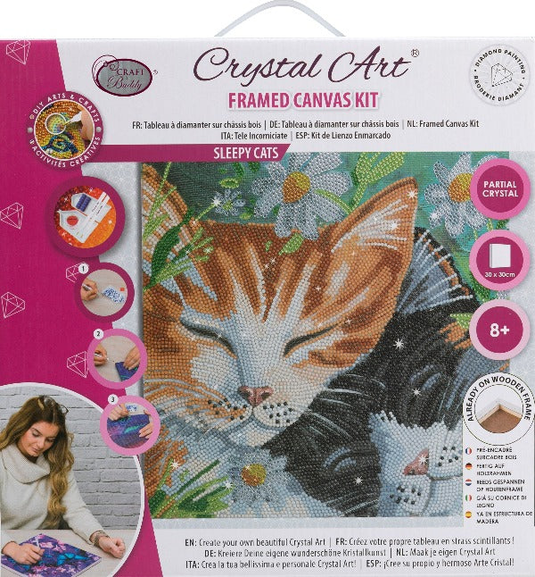 Sleepy Cats 30x30cm Crystal Art Kit - Front Packaging