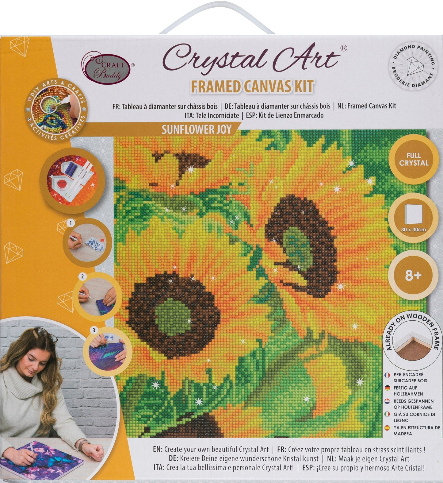Sunflower Joy 30x30cm Crystal Art Kit - Front Packaging