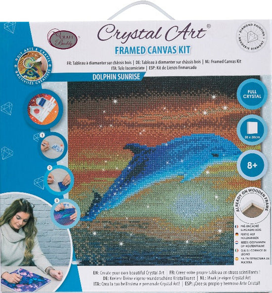 Dolphin Sunrise 30x30cm Crystal Art Kit - Front Packaging