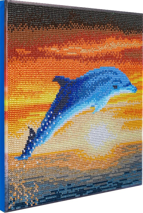 Dolphin Sunrise 30x30cm Crystal Art Kit - Side View