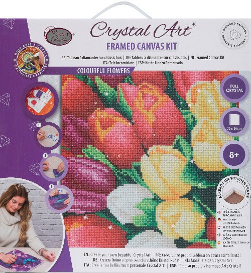 Colourful Flowers 30x30cm Crystal Art Kit - Front Packaging