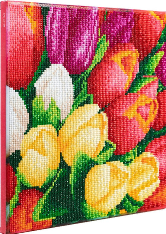 Colourful Flowers 30x30cm Crystal Art Kit - Side View