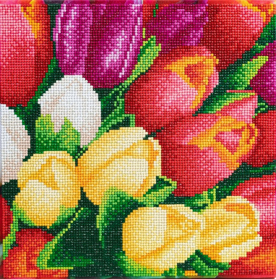 Colourful Flowers 30x30cm Crystal Art Kit - Front View