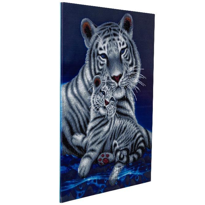 CAK-A65: "Loving Embrace White Tigers" Framed Crystal Art Kit, 65 x 90cm (Giant Kit)