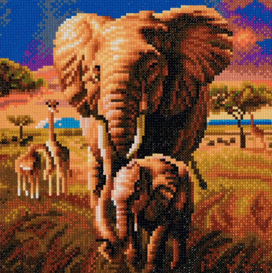 CAK-A68: "Elephant of Savannah" Framed Crystal Art Kit 30 x 30cm (Medium)