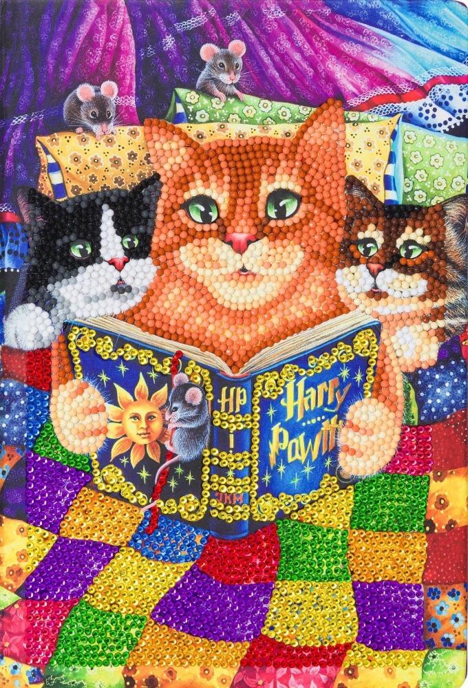 CANJ-2 "Kitten Bedtime Stories" Crystal Art Notebook Kit, 26 x 18cm