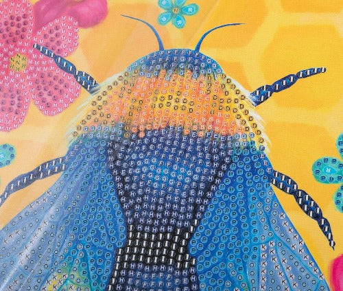 Floral Bumble Bee 18x18cm Crystal Art Card - Close Up