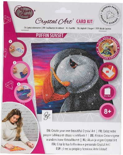 Puffin Sunset Crystal Art Card - Front Packaging