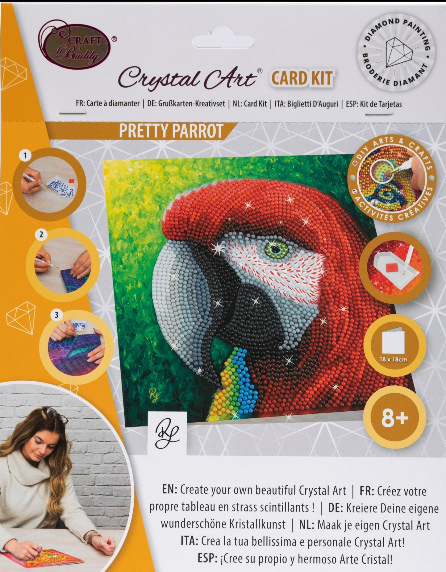 Pretty Parrot Crystal Art Card - Front Packaging