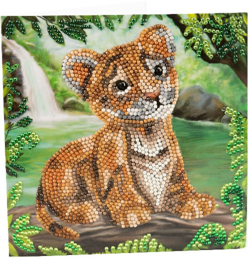 "Tiger Cub" 18x18cm Crystal Art Card