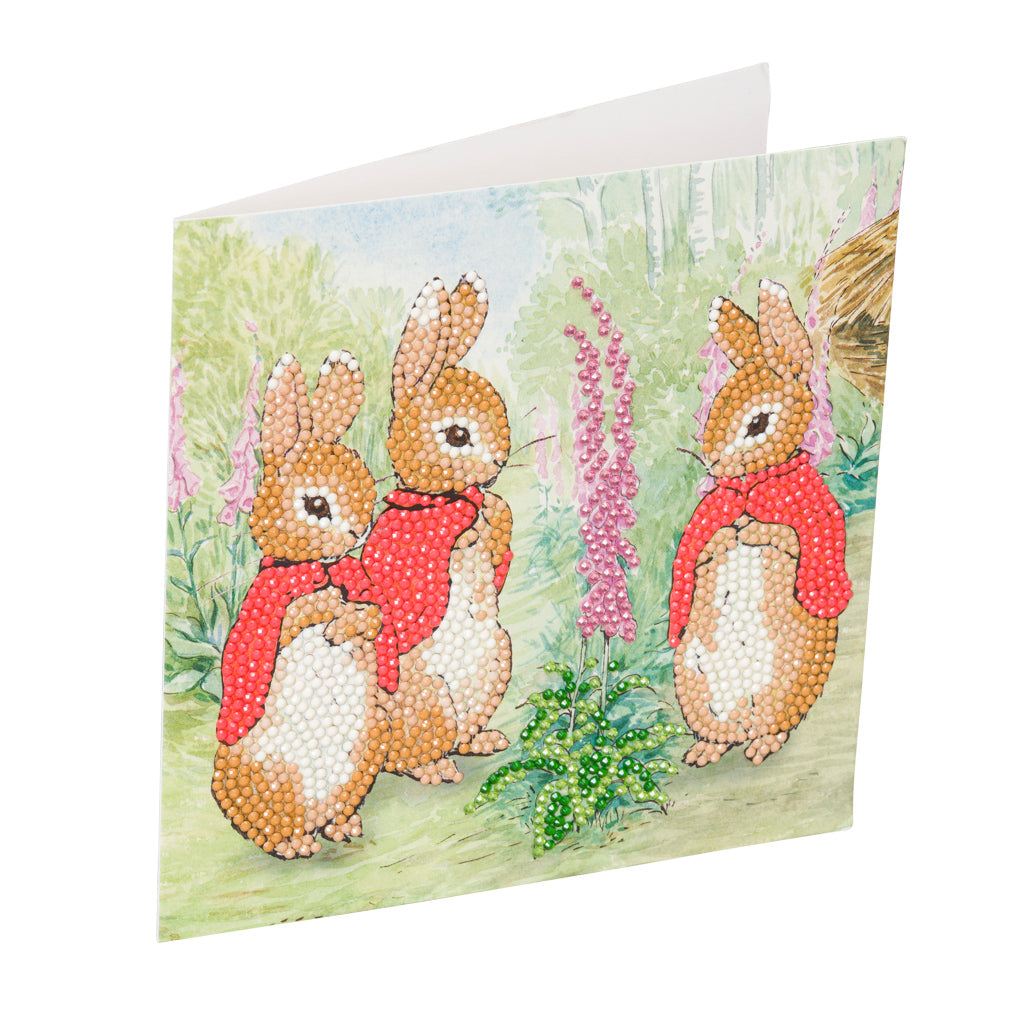 CCK-PRBT03: The Flopsy Bunnies 18x18cm Crystal Art Card