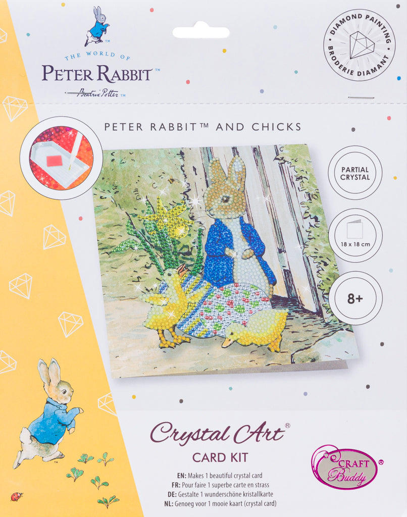 CCK-PRBT04: Peter Rabbit and Chicks 18x18cm Crystal Art Card