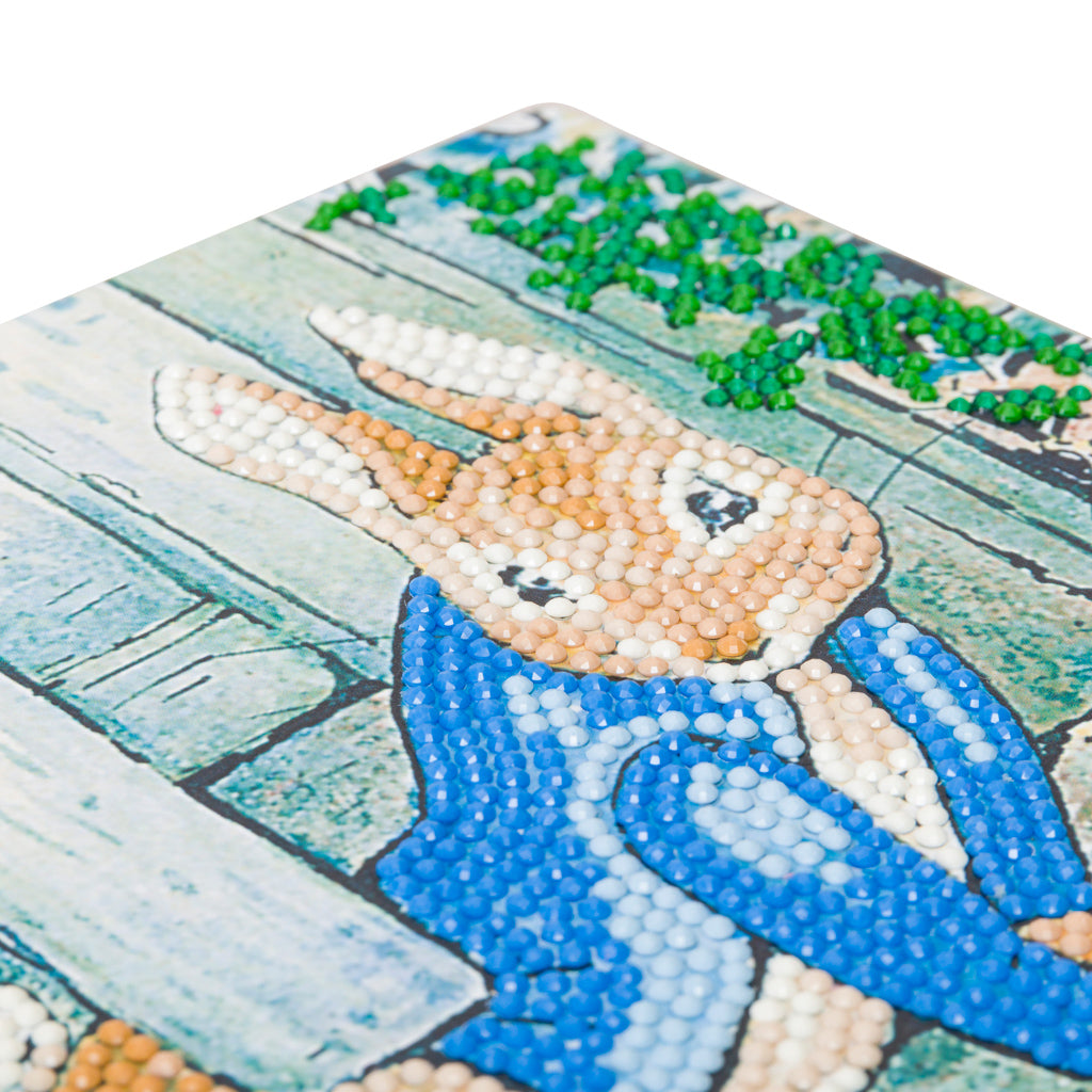 CCK-PRBT06: Peter Rabbit Under the Fence 18x18cm Crystal Art Card