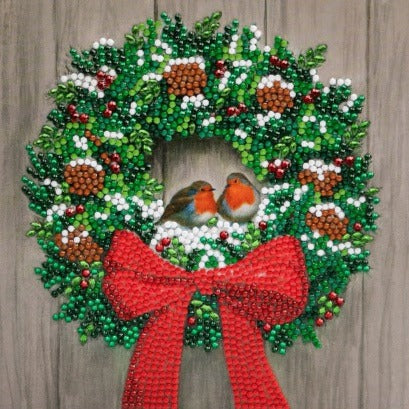 Wreath & Robins Card - Front View