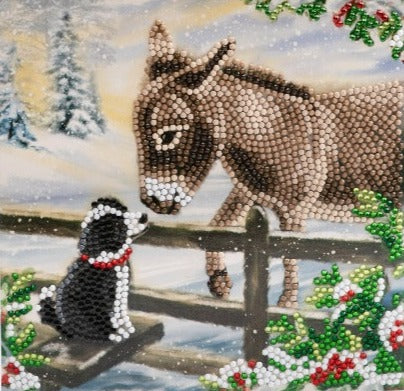 Donkey & Dog Crystal Art Card - Front View