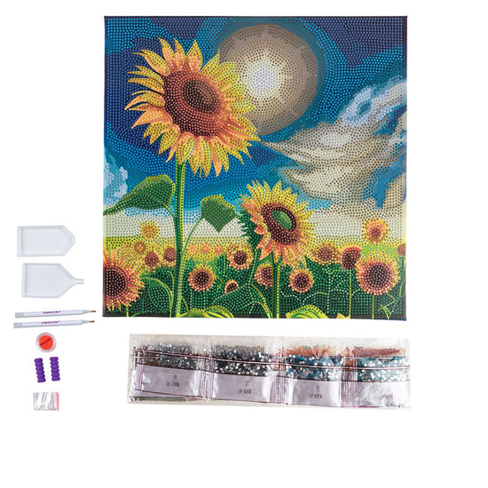 “Golden Sunflower Blooms” Crystal Art Kit 30x30cm Contents