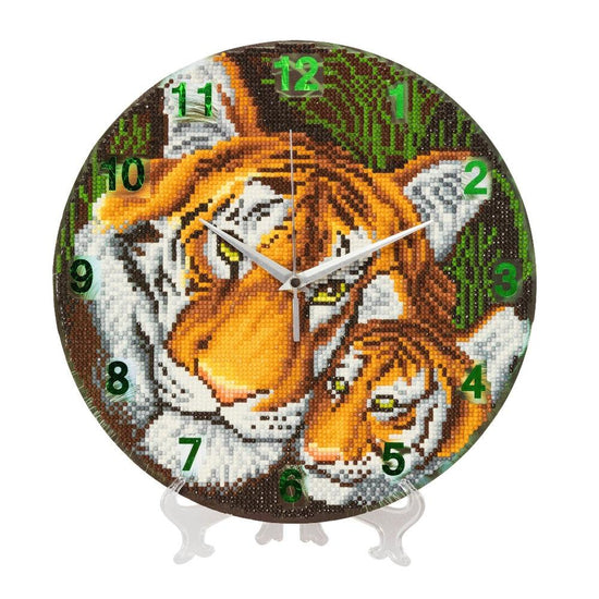 CLK-S3: "Mother Tiger & Cub" Crystal Clock Kit - 30cm