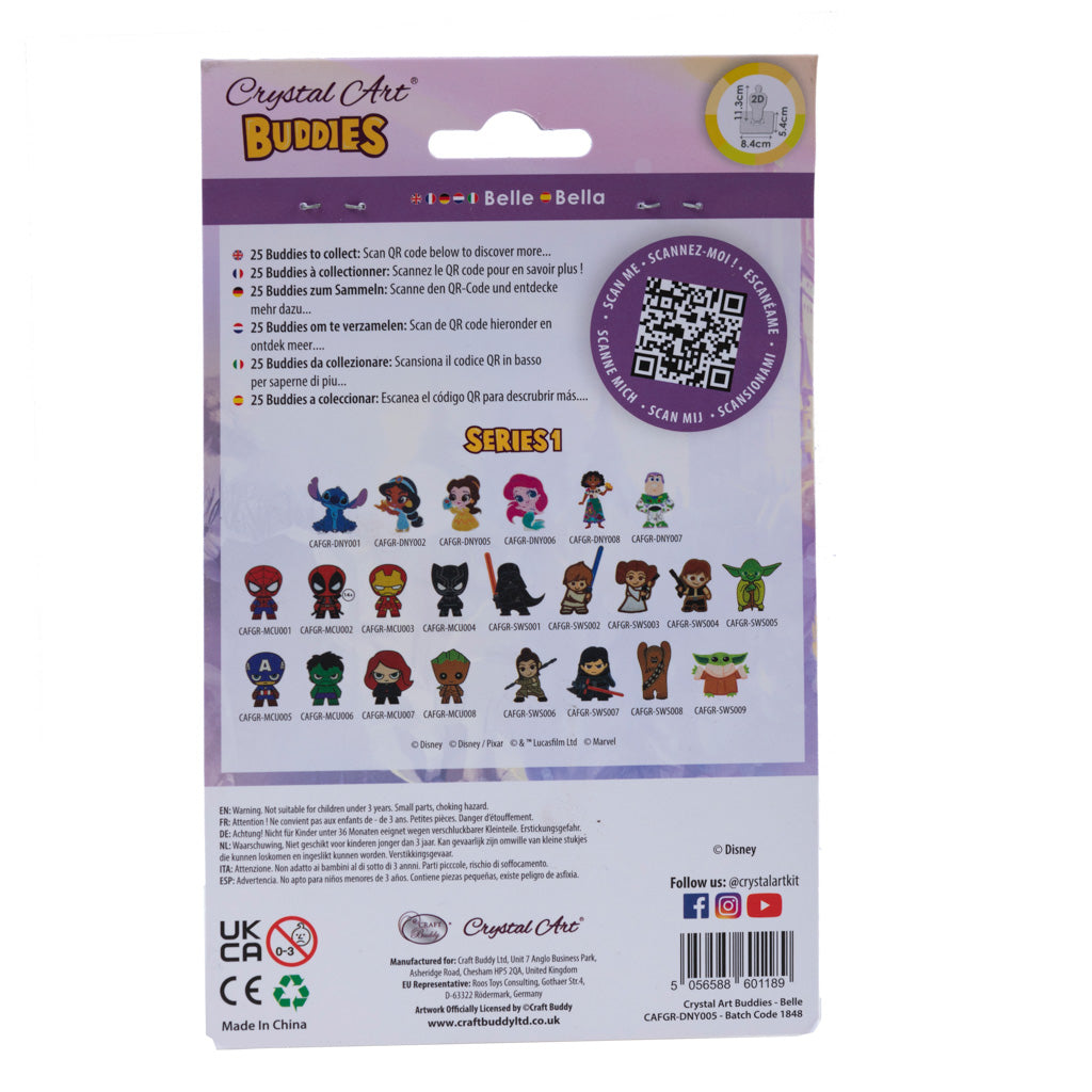 "Belle" Crystal Art Buddy Disney Series 1 - Back Packaging