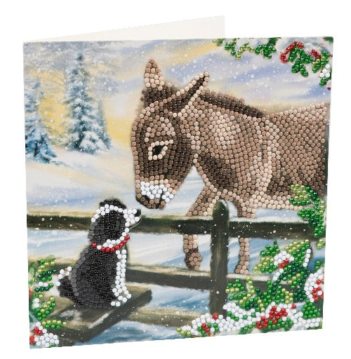 Donkey & Dog 18 x 18cm Crystal Art Card