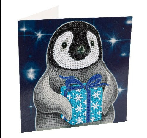 Penguin 18 x 18cm Crystal Art Card
