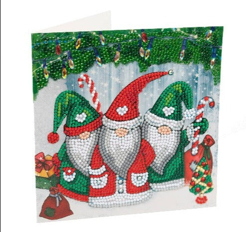 Santa Gnomes 18 x 18cm Crystal Art Card